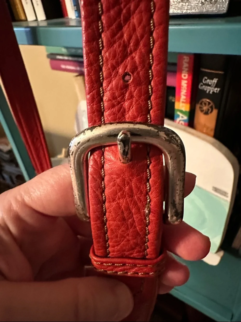 Fossil Red Pebbled Leather Crossbody Bag - Picture 6 of 14